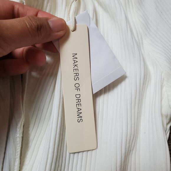 Makers of Dreams Ribbed Bodysuit Cream Long Sleeve Minimalist Chic NWT Sz Small - Picture 6 of 10